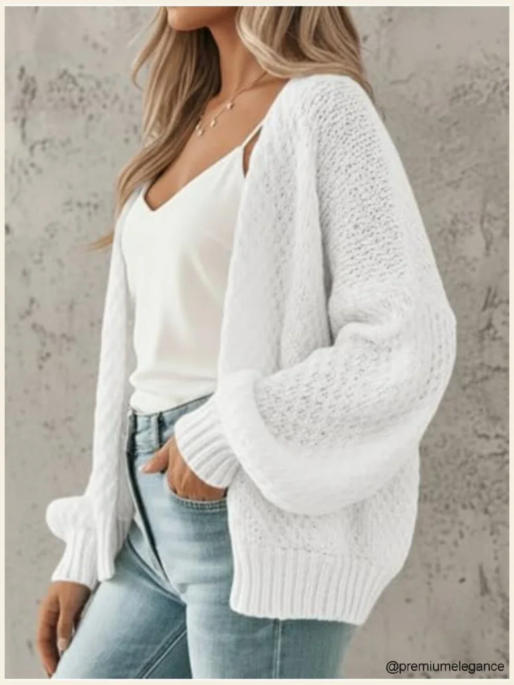 Oversized Waffle Knit Open Front Cardigan Crochet Long Sleeve Lightweight